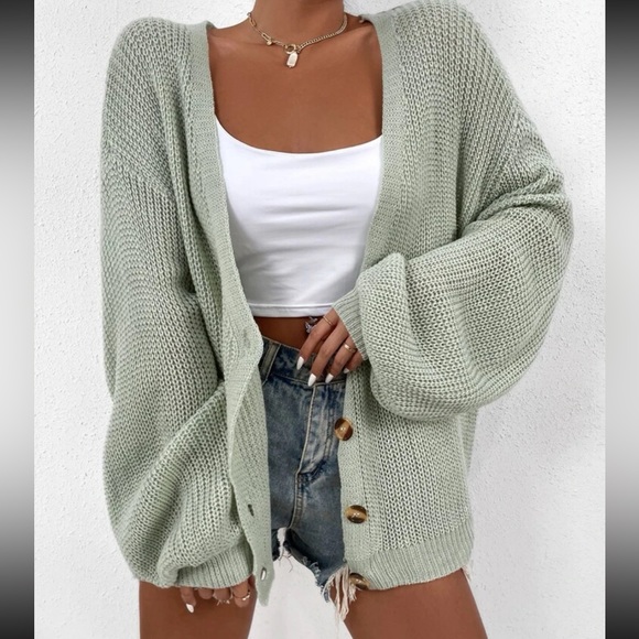 🌷3for$30🌷Mint drop shoulder cardigan - Picture 4 of 6
